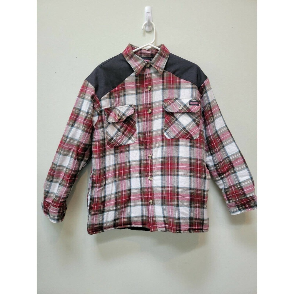 Dickies Lined Flannel Mens Size M Quilted Lined Red Green White Plaid Jacket
